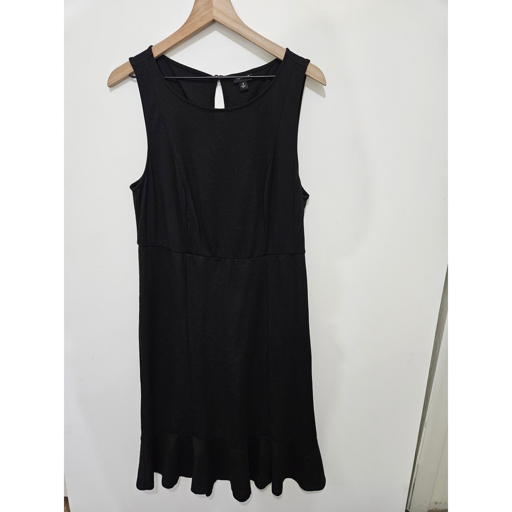 Torrid Black‎ Ponte Ruffle Hem Fit & Flare Keyhole Back Dress Plus Size 2 2X